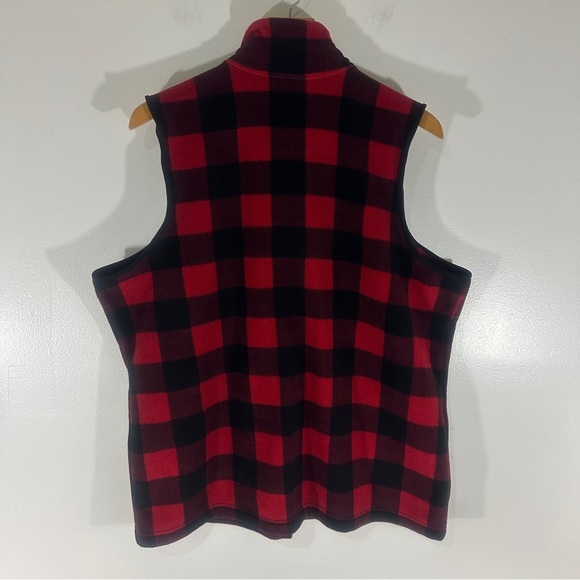 Chaps Women’s Plaid Polyester Vest Front Zipper Closure Red Black Size 2X - Picture 2 of 7